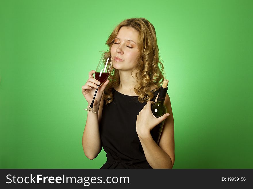 Close-up Of Woman With Glass Red Wine