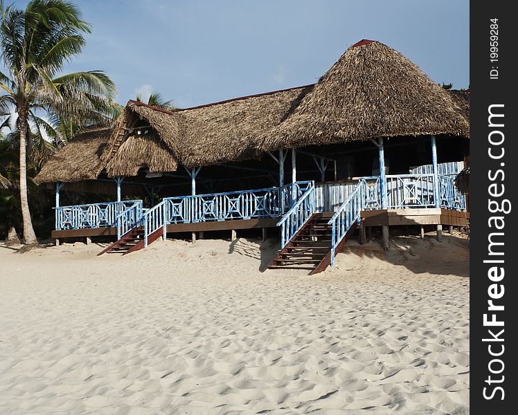 Bar on caribbean beach early morning