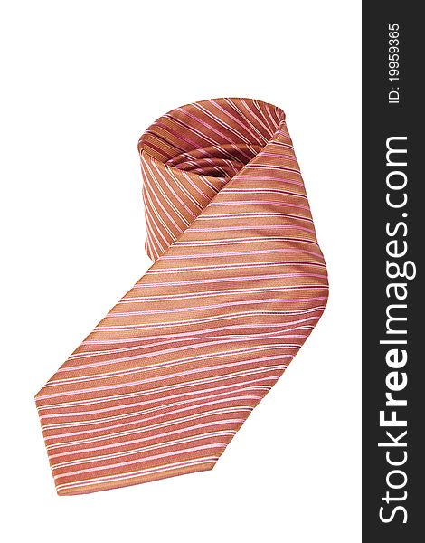 Pink silk necktie isolated over white background. Pink silk necktie isolated over white background