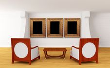 Gallery With Luxurious Chairs And Wooden Table Royalty Free Stock Photos Gallery With Luxurious Chairs And Wooden Table Royalty Free Stock Photos