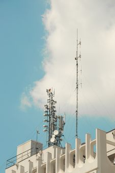 Telecommunication Antenna On Top Of Building Royalty Free Stock Image Telecommunication Antenna On Top Of Building Royalty Free Stock Image