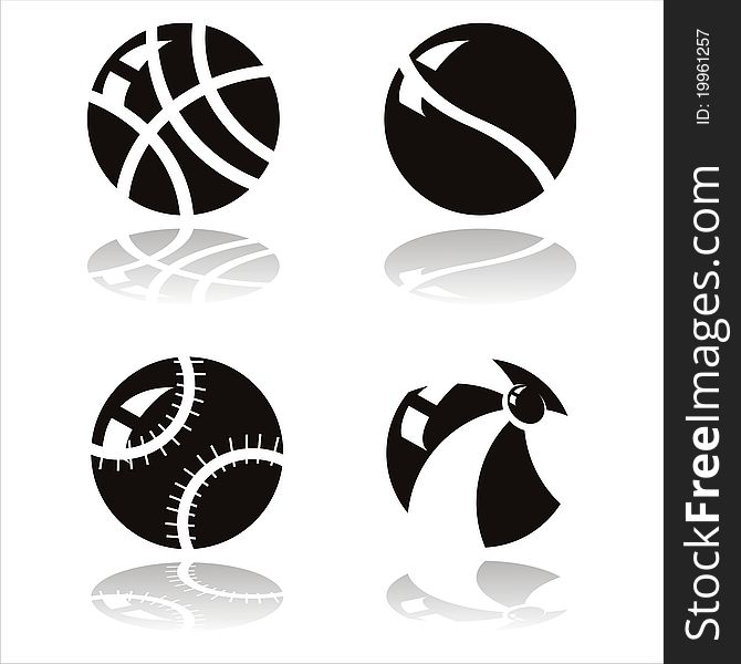 Set of 4 black balls icons