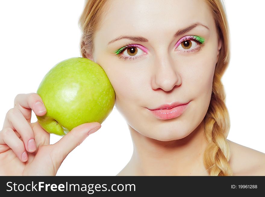 Portrait Of Young Woman With Green Apple