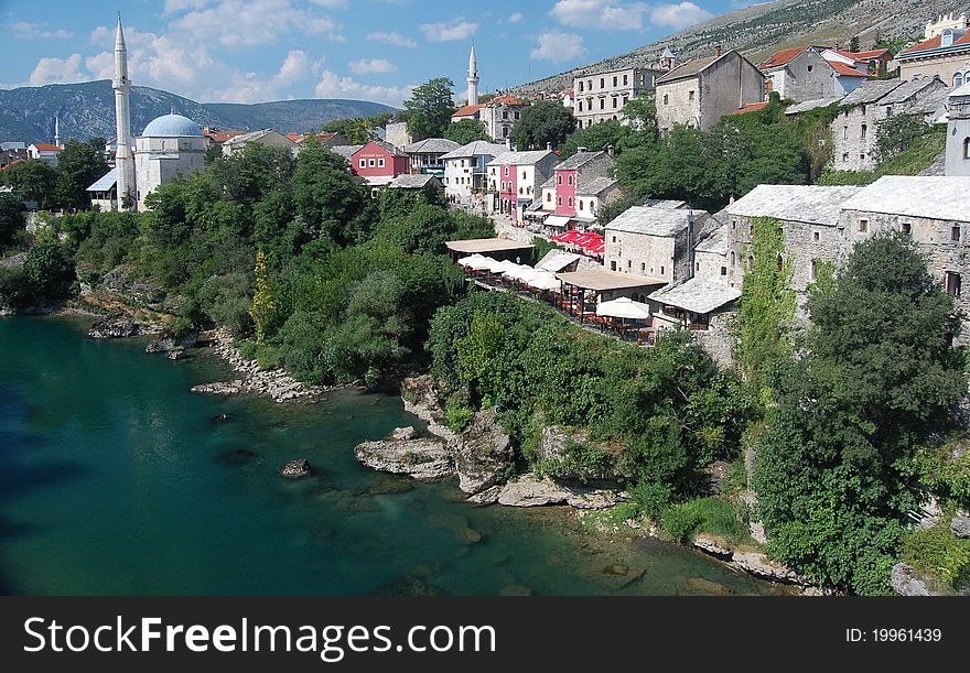 The Town Of Mostar On The Neretva River