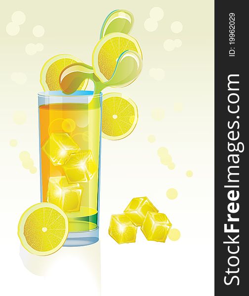 Background with cocktail and citrus