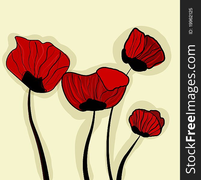 Abstract bight background with red poppies. Abstract bight background with red poppies