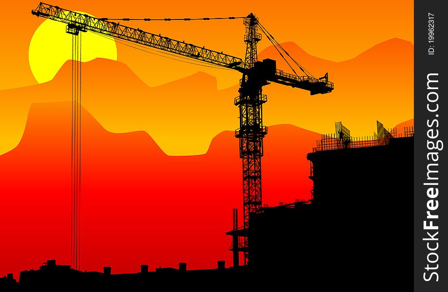 Image of construction cranes and buildings. Image of construction cranes and buildings