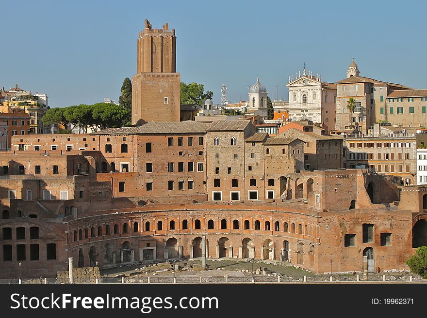 Sunny day in Rome where you can see buildings from each century starting from the ones B. C. Sunny day in Rome where you can see buildings from each century starting from the ones B. C.