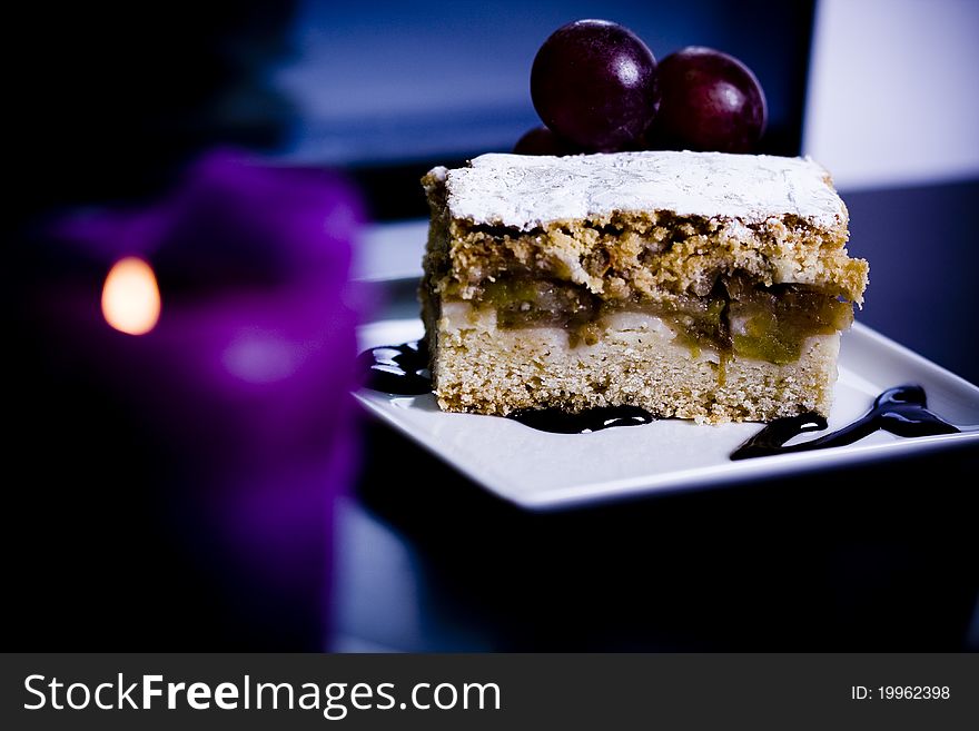 Apple Cake Served In A Restaurant