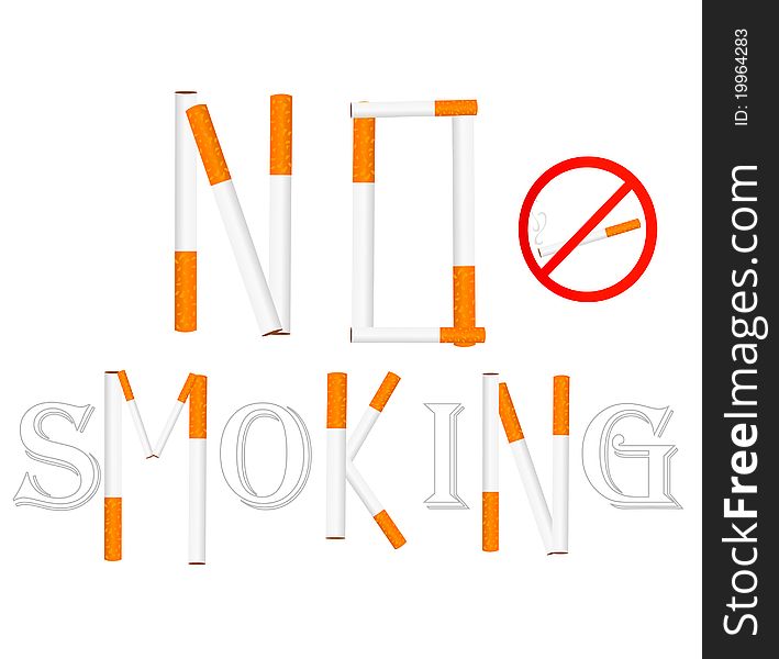 No smoking sign. illustration on white. No smoking sign. illustration on white