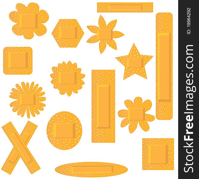 Illustration of set of flowers beige plasters