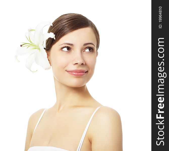 Beautiful Girl With Lily Flower