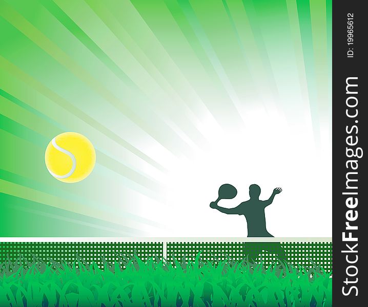 Tennis background with player silhouette and field. Tennis background with player silhouette and field.