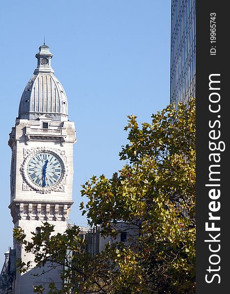 The famous  old clock of the railway station gare de Lyon in paris. The famous  old clock of the railway station gare de Lyon in paris