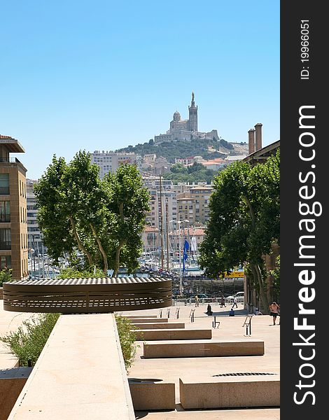 View On Port And  Notre-Dame In Marseille