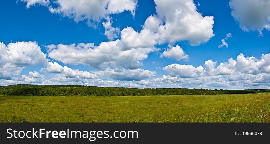 Panorama summer landscape of the four frames