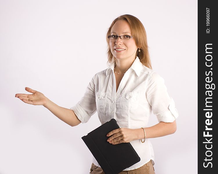 Confident smiling businesswoman consulting on business