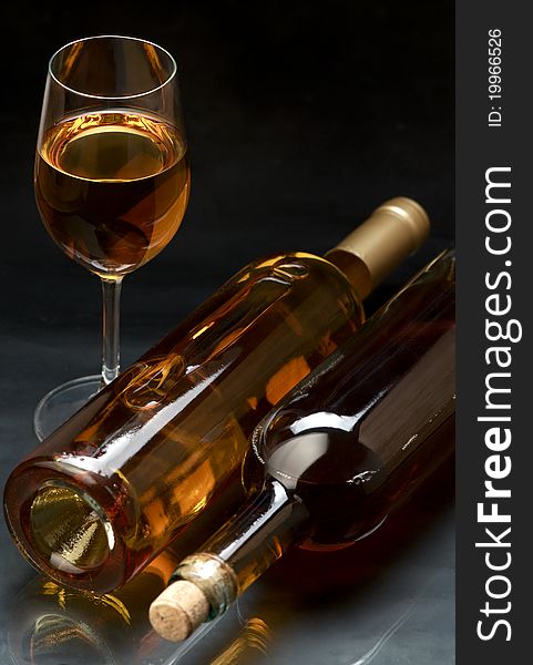 Bottle of wine on a dark background