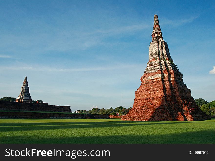 Old Pagoda At Ayutthaya In Thailand