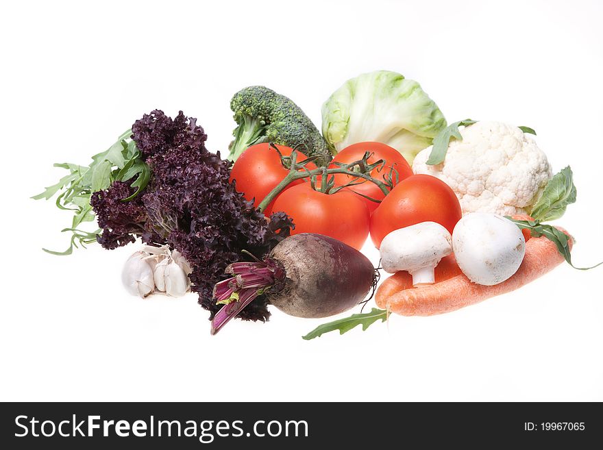 Vegetables isolated on white background.