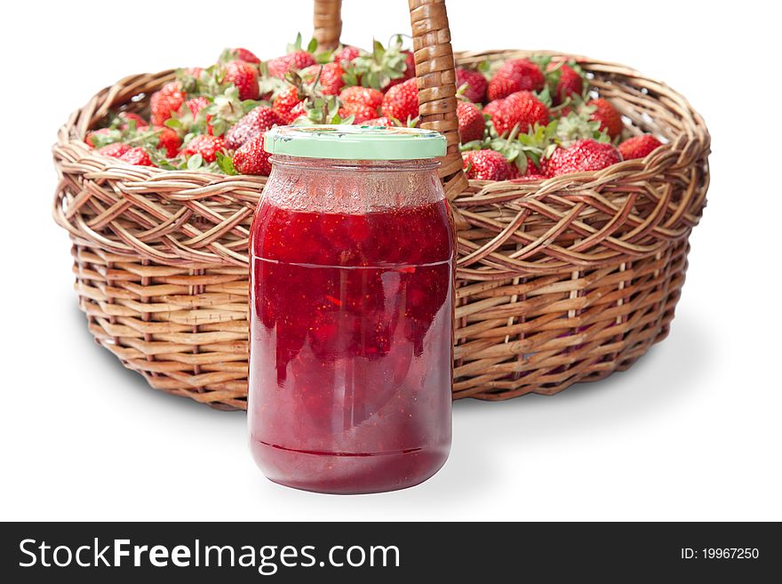 Strawberry fresh and preserved, isolated on white background