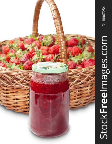 Strawberry fresh and preserved, isolated on white background