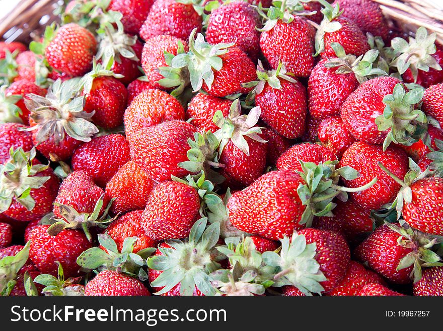 Full basket of ripe, red strawberry