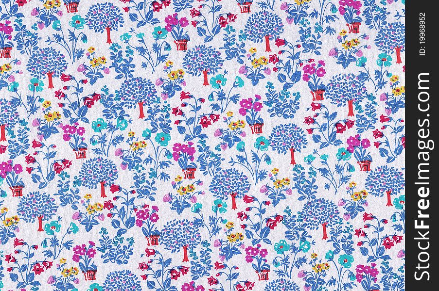 NaÃƒÂ¯ve landscape with trees and flowers in blue tones with pink and red. NaÃƒÂ¯ve landscape with trees and flowers in blue tones with pink and red.