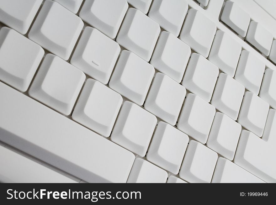 Closeup of unprinted white keyboard