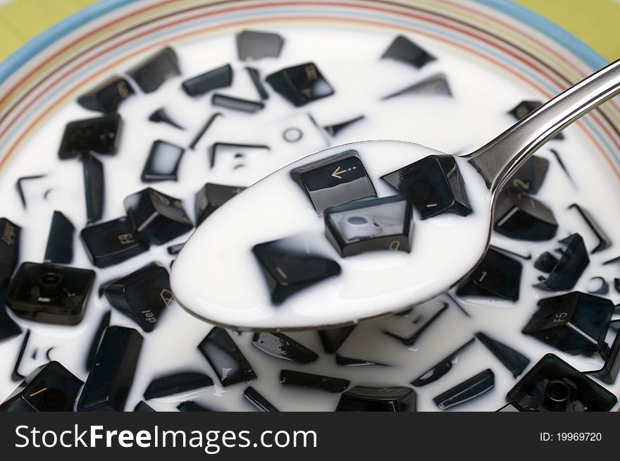 Key caps with milk on spoon