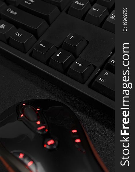 A part of keyboard and mouse