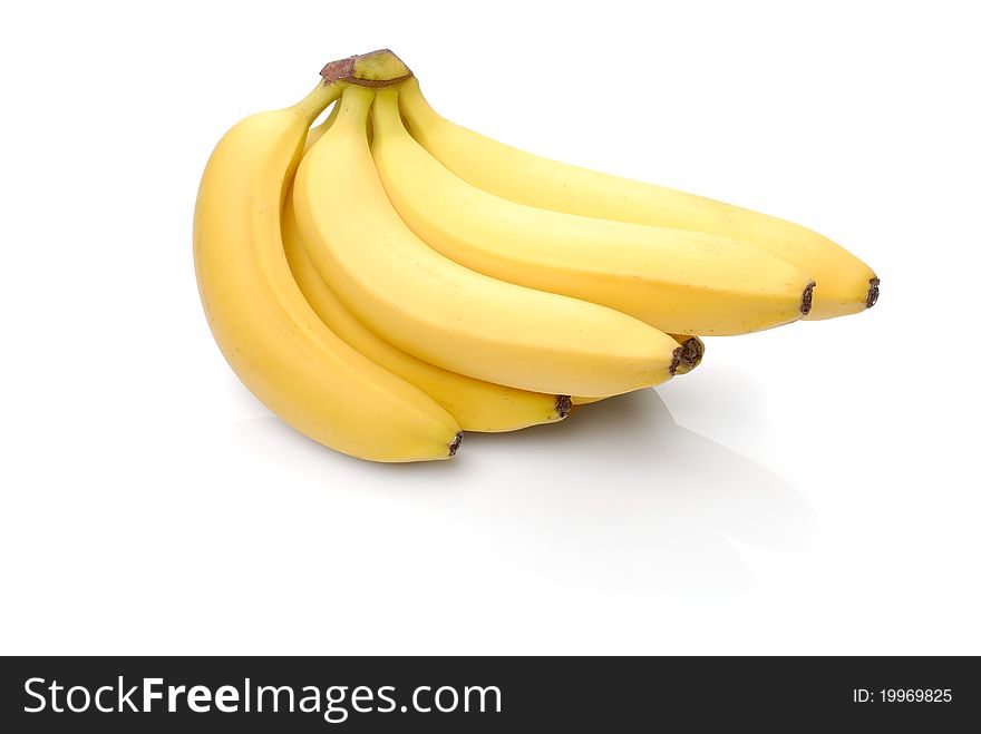 Ripe bananas bunch isolated on white