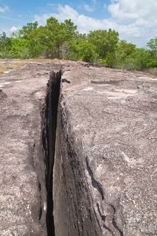 Cracked Prehistory Stone On The Mountain Stock Image