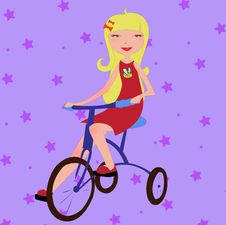 Little Girl Riding A Bicycle Royalty Free Stock Photo