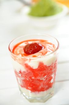 Yogurt With Strawberries Stock Photo