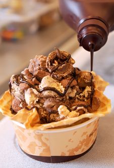 Ice Cream With Chocolate Stock Photo