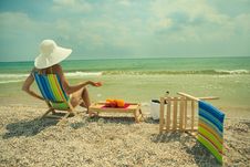 Lady With Glass Of Champagne On Beach Royalty Free Stock Photo Lady With Glass Of Champagne On Beach Royalty Free Stock Photo