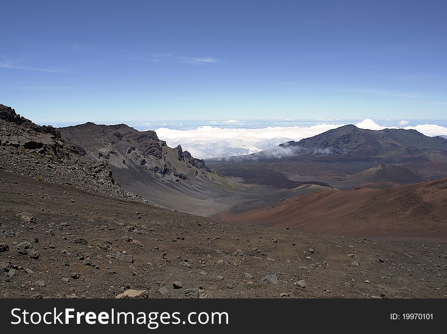 View from top of Haleakala mountain on Maui.