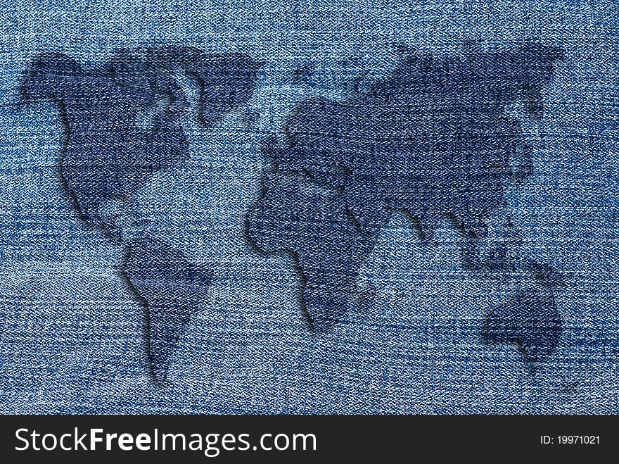 World map artwork made jean texture