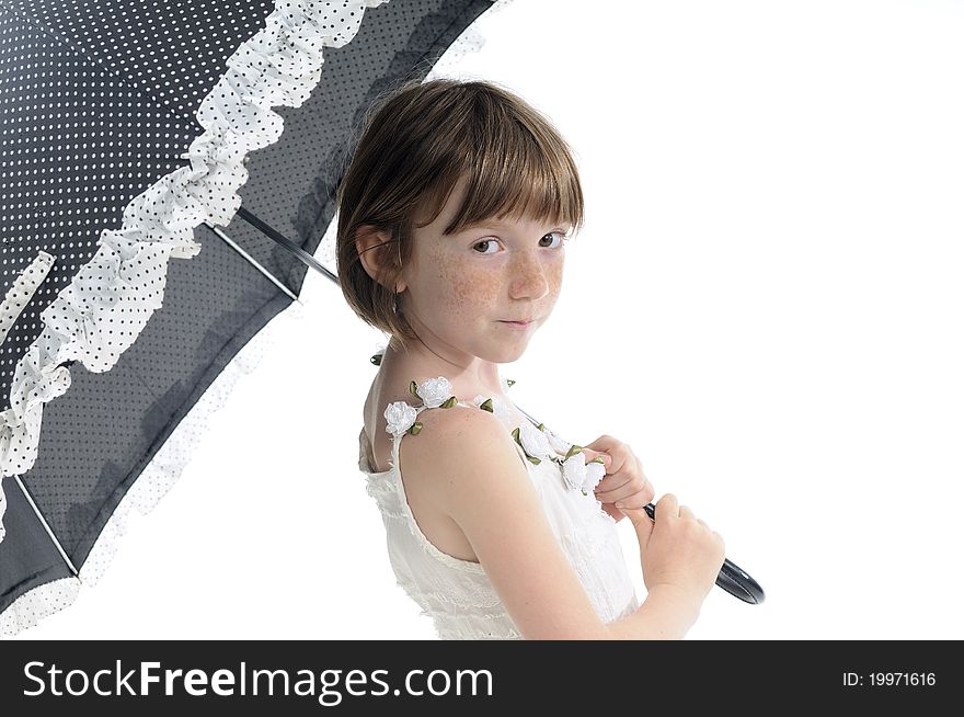 Young model posing with umbrella