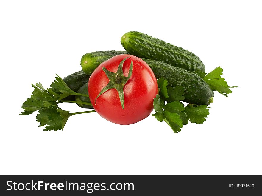 Fresh vegetables and greenage isolated on white background. Fresh vegetables and greenage isolated on white background