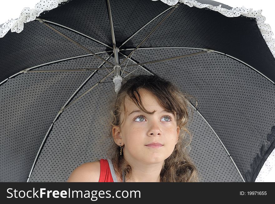 Blonde Model Posing With Umbrella