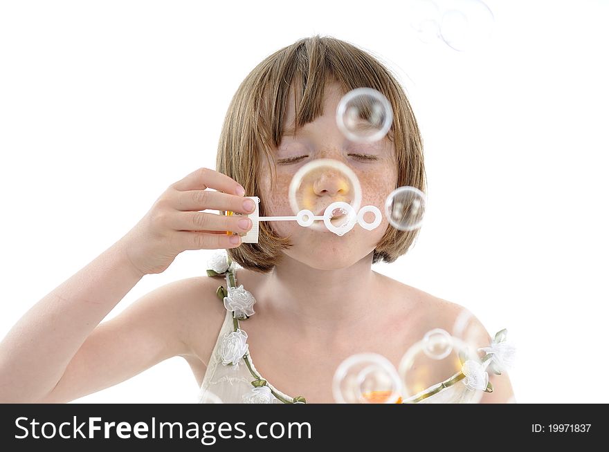 Beautiful blonde girl having fun with bubbles. Beautiful blonde girl having fun with bubbles