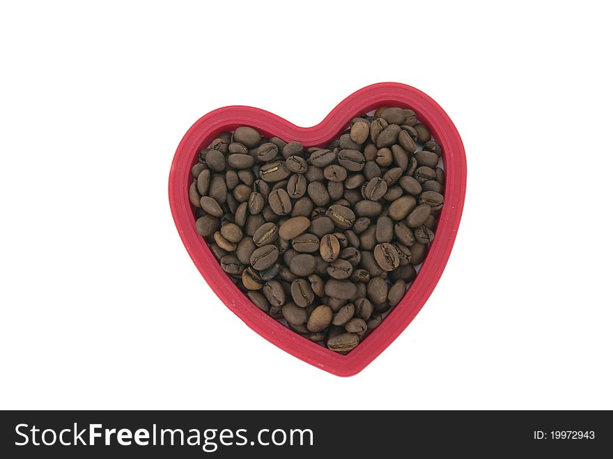 Heart of coffee beans