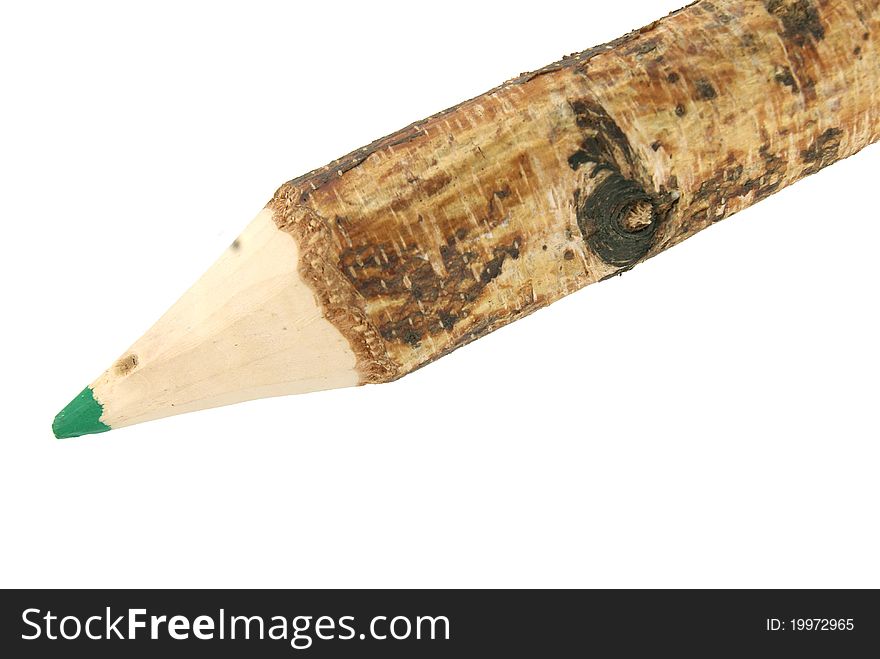 A thick wooden pencil on a white background. A thick wooden pencil on a white background