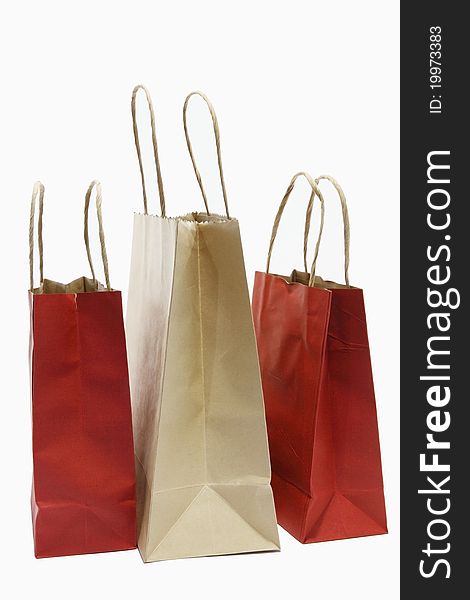 Bag of red and brown on a white background. Bag of red and brown on a white background.