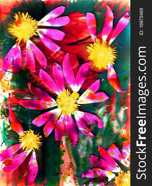 Composition from summer flowers and Abstract and square. Composition from summer flowers and Abstract and square