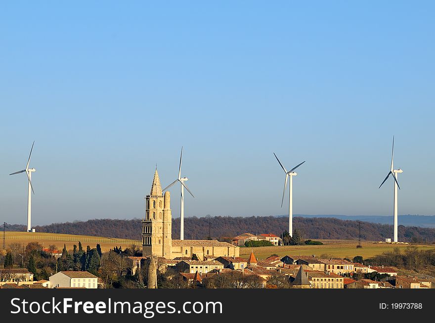 A wind turbines in the South of France (Avignonet-Lauragais). A wind turbines in the South of France (Avignonet-Lauragais)