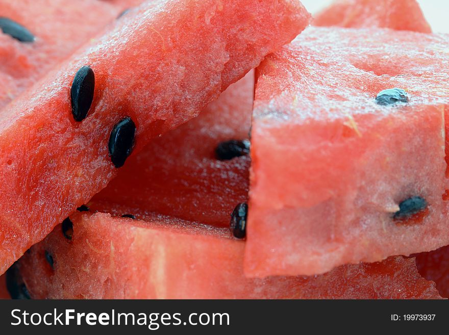 Bright red watermelon to eat.