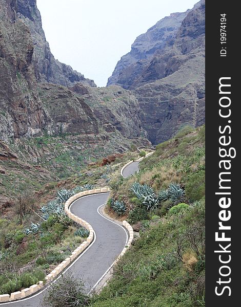 A Winding Road through the mountains in Tenerife. A Winding Road through the mountains in Tenerife